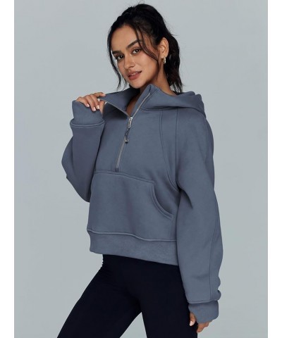 Hoodies for Women Zip Up Fashion Cropped Sweatshirts Long Sleeve Fall Winter Fuzzy Warm Pullover Outfits Clothes A-gray Blue ...