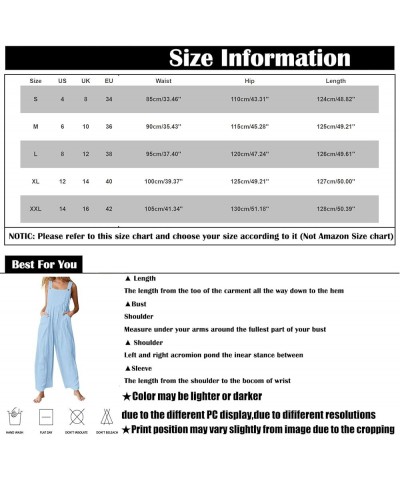 Women's Bib Overalls Solid Color Casual Wide Leg Loose Fit Jumpsuit Pleated Buttons Jumpsuits Rompers with Pockets 04-sky Blu...