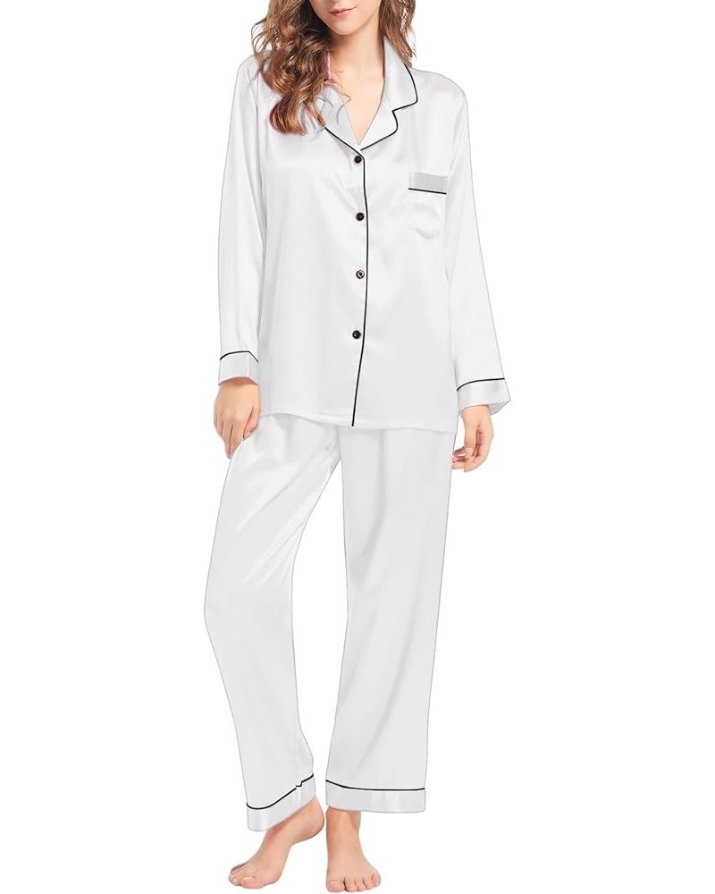 Silk Pajamas for Women Set Of 3 Soft Womens Pajama Sets Shorts Silk Night Shirts Sleepwear White $10.17 Sleep & Lounge