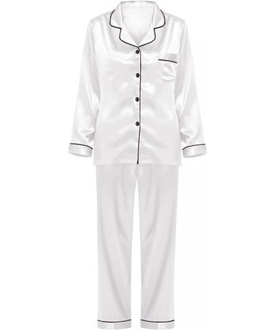 Silk Pajamas for Women Set Of 3 Soft Womens Pajama Sets Shorts Silk Night Shirts Sleepwear White $10.17 Sleep & Lounge