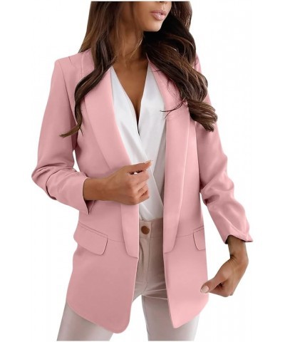 Women's Casual Blazer Jackets Formal Work Suit Jacket Lapel Long Sleeve Open Front Coat Tops with Pocket Pink $10.59 Suits