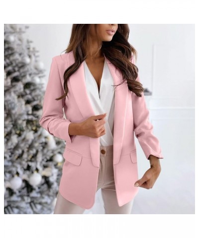 Women's Casual Blazer Jackets Formal Work Suit Jacket Lapel Long Sleeve Open Front Coat Tops with Pocket Pink $10.59 Suits