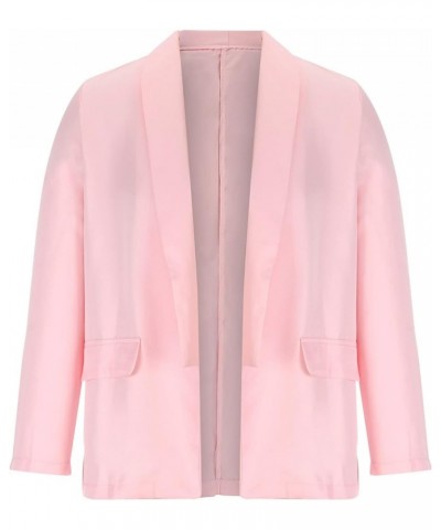 Women's Casual Blazer Jackets Formal Work Suit Jacket Lapel Long Sleeve Open Front Coat Tops with Pocket Pink $10.59 Suits