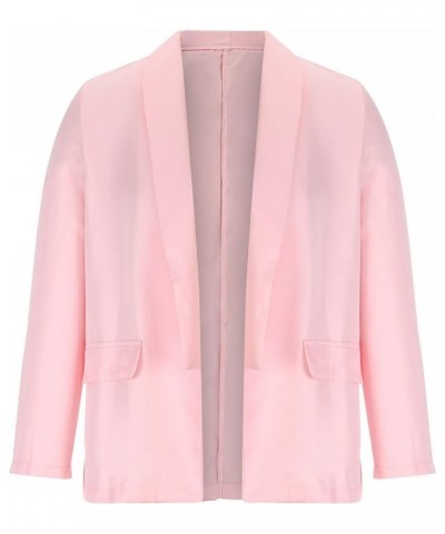 Women's Casual Blazer Jackets Formal Work Suit Jacket Lapel Long Sleeve Open Front Coat Tops with Pocket Pink $10.59 Suits