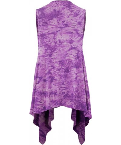 CTC Womens Lightweight Sleeveless Tie Dye Open Front Drape Cardigan - Made in USA Wsk1094_purple $11.17 Sweaters