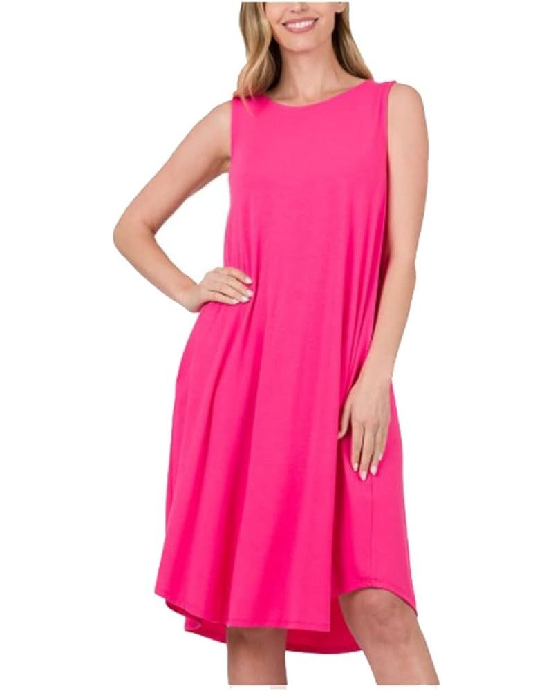 Viscose Sleeveless Knee Length with Two Side Pocket Spring time Dress vd-7000 Fuchsia $12.15 Dresses