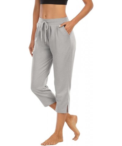 Womens Capri Yoga Pants Loose Comfy Lounge Pajamas Workout Athletic Capris Jersey Joggers Pants with Pockets 3-lightgray $16....