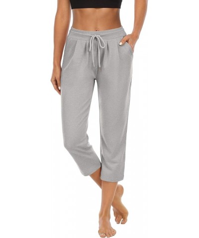 Womens Capri Yoga Pants Loose Comfy Lounge Pajamas Workout Athletic Capris Jersey Joggers Pants with Pockets 3-lightgray $16....