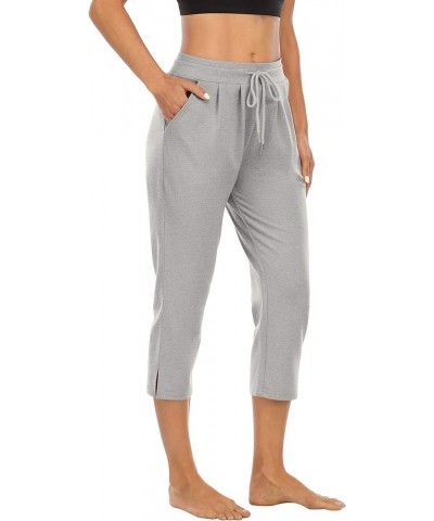 Womens Capri Yoga Pants Loose Comfy Lounge Pajamas Workout Athletic Capris Jersey Joggers Pants with Pockets 3-lightgray $16....