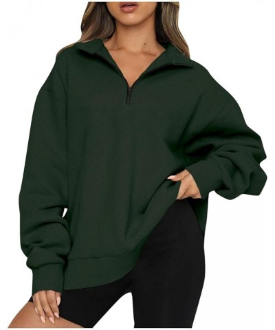 Women Half Zip Pullover Sweatshirt Long Sleeve Solid Plain Oversized Classic Hoodie Slim Fit Tunic Dressy Casual Fall Clothes...