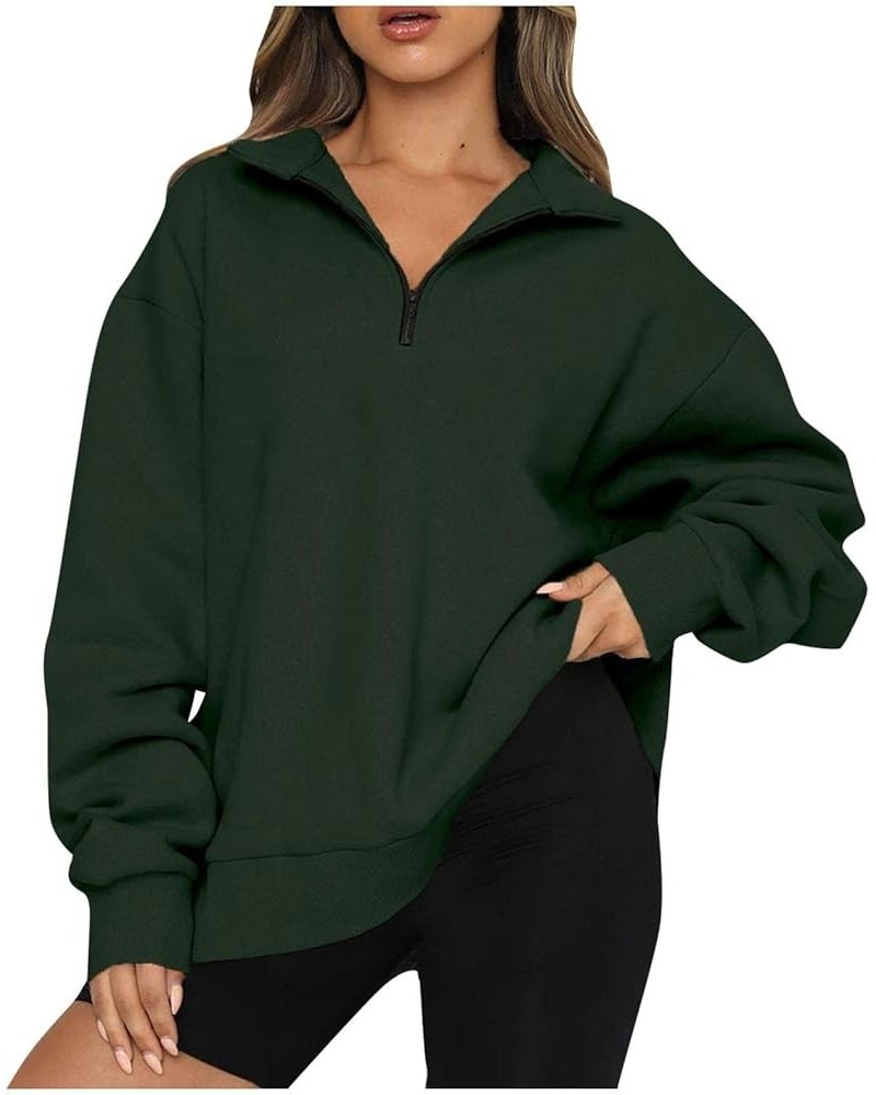 Women Half Zip Pullover Sweatshirt Long Sleeve Solid Plain Oversized Classic Hoodie Slim Fit Tunic Dressy Casual Fall Clothes...