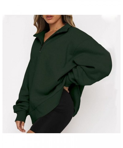 Women Half Zip Pullover Sweatshirt Long Sleeve Solid Plain Oversized Classic Hoodie Slim Fit Tunic Dressy Casual Fall Clothes...