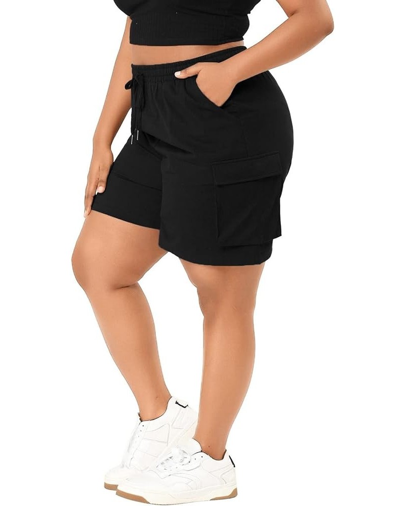 Womens Plus Size Hiking Cargo Shorts Lightweight Active Athletic Shorts Running Summer Shorts with Pockets(1X-5X) D Black $15...