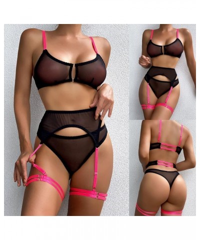 Sexy Lingerie for Women Lingerie Set with Garter Belts Sexy Bra and Panty Set Lace Teddy Bodysuit Underwear Negligee Black $1...