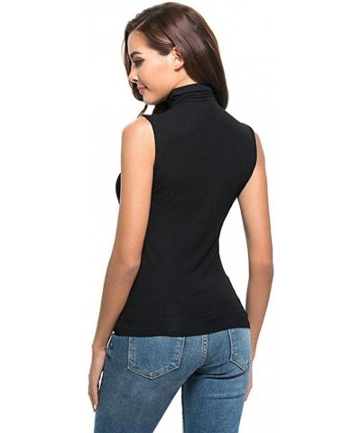 Summer Tank Tops for Women Casual Sleeveless Mock Turtleneck Slim Fit Soft Stretchy Base Layer Tee Shirts Blouses Black $8.64...