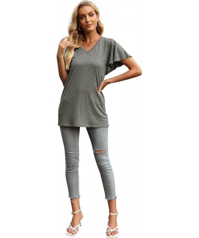 Women Summer Tops V-Neck T-Shirts Womens Tops Dressy Casual Puff Long-Sleeve Tops Tunic Tops Blouse Grey $14.53 T-Shirts