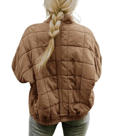 Women's Baggy Puffer Jacket Oversized Lightweight Padded Quilted Jacket Y2k Winter Warm Stand Collor Zipper Coat Light Brown ...