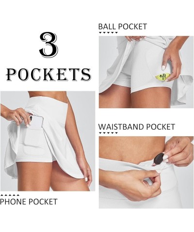 Women's Pleated Tennis Skirts Skorts for Woman Golf Skirts with Pockets Athletic Running Workout Sports White $19.78 Skorts