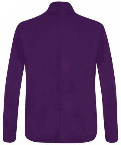 Cropped Blazers for Women Plus Size Open Front Cropped Blazer Cardigans Casual Slim Fit Long Sleeve Blazer Jacket 01-purple $...