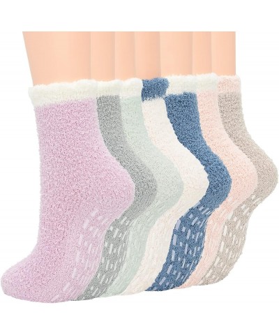 Womens Fuzzy Socks Winter Warm Fluffy Socks Athletic Outdoor Sports Socks 7 Pack Candy Pink With Grips $7.64 Socks