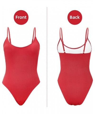 One Piece Bathing Suit for Solid Ribbed Women Tummy Control Swimsuits Sexy Swimsuit Womens Swimwear Slimming Swim Suit Red $1...