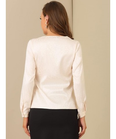 Work Office Shirt for Women's Leopard Print Tie Neck Long Sleeve Satin Elegant Blouses Beige Print $15.60 Blouses