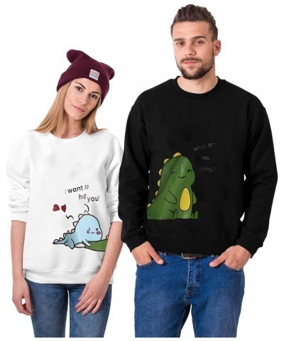 Couple Hoodie Lover Dinosaur Matching Couple Sweatshirt Valentine's Day Gift for Him & Her King Queen (f-White, S) X-Large F-...