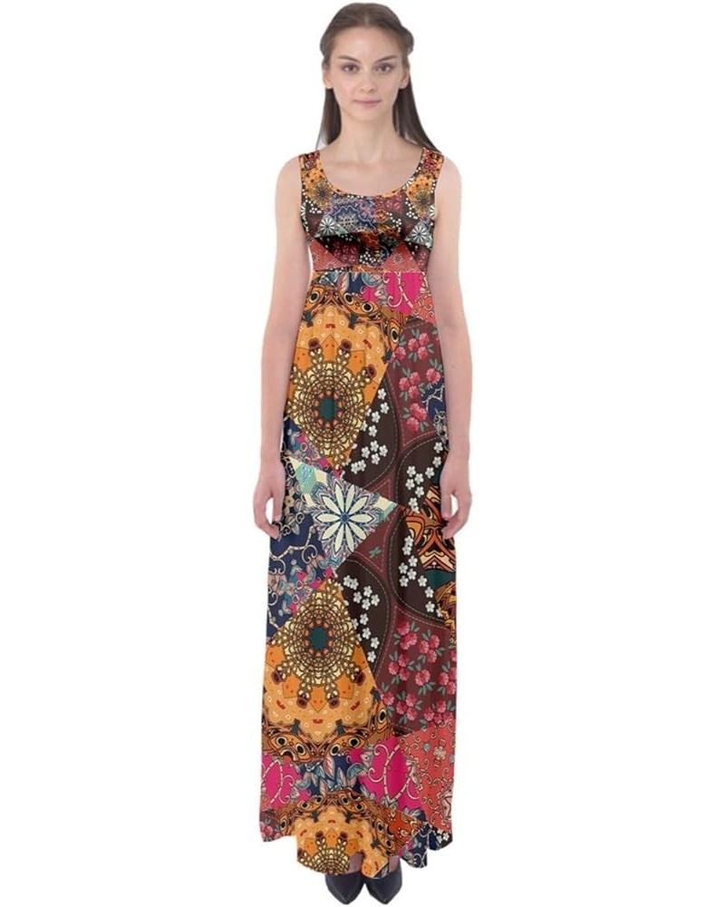 Womens Summer Boho Retro Funny Bird Palm Trees Beach Design Empire Waist Long Maxi Dress, XS-5XL Dark Colorful Aztec $17.69 D...