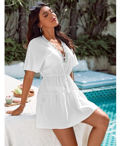 Women's Swimsuit Cover Ups Button Down Bathing Suit Coverups Bikini Beach Dress for Swimwear White01 $19.43 Swimsuits