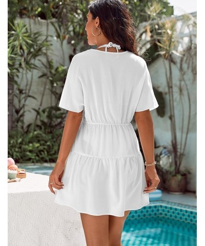 Women's Swimsuit Cover Ups Button Down Bathing Suit Coverups Bikini Beach Dress for Swimwear White01 $19.43 Swimsuits