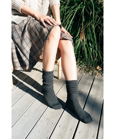 Women's Fall Winter Slouch Knit Socks Slouchy Socks Women Scrunch Socks Women Scrunchie Socks Basic Cotton Knit_rib Black_4pa...