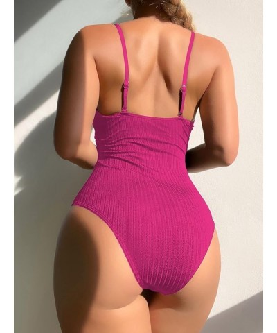 Women's Cut Out Twist One Piece Swimsuit Push up Bathing Suits Beachwear Solid Hot Pink $16.63 T-Shirts