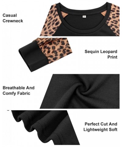 Plus Size Tops for Women Oversized Shirt Long Sleeve Crewneck Button Pullover Henley Tshirt A002-leopard B $18.28 Tops