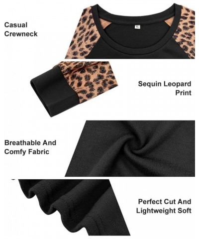 Plus Size Tops for Women Oversized Shirt Long Sleeve Crewneck Button Pullover Henley Tshirt A002-leopard B $18.28 Tops