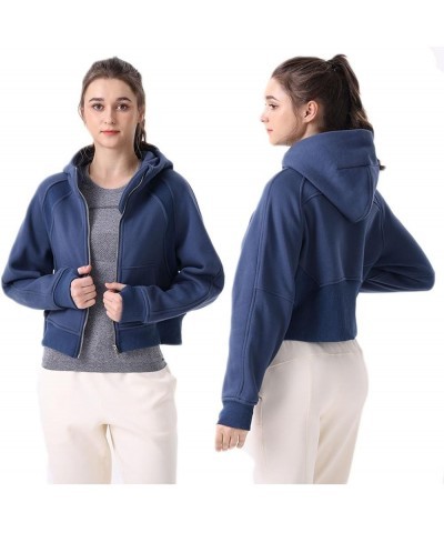 Womens Zip Up Hoodies ​Cropped Sweatshirts Fall Outfits,Fall Outfits 2023 Winter Clothe, Fashion Jackets Dark Blue $14.70 Hoo...