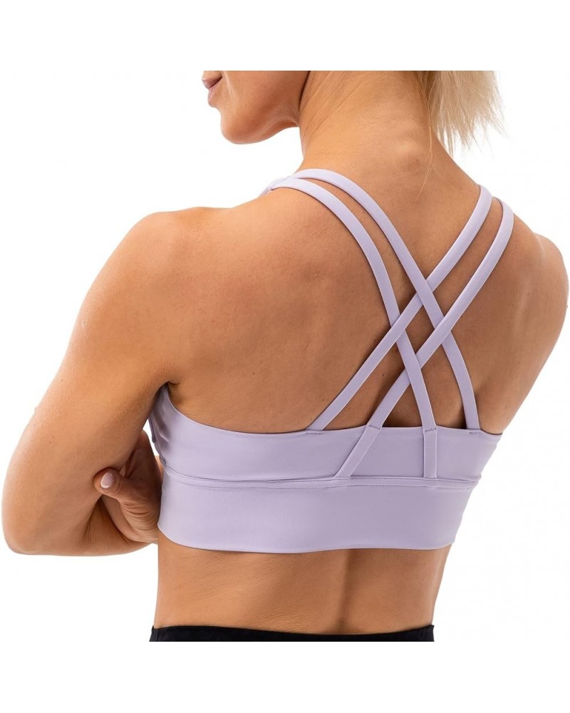 Women's Studio Essential Crisscross Strappy Sports Bra Medium Support Workout Bras for Women Pale Lavender $11.19 Lingerie