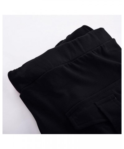 Capri Pants for Women Casual 2023 Summer Drawstring Elastic High Waist Linen Pant Straight Wide Leg Cropped Trouser G01-black...