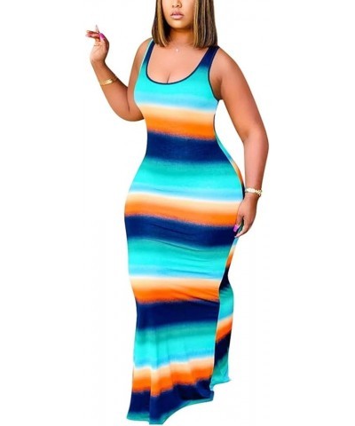 Women's Casual Dress Sleeveless Sexy Vintage Floral Stripe Tie Dye Sundress Beach Boho Bodycon Maxi Long Dress M5 Stripe $19....