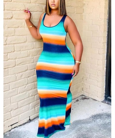 Women's Casual Dress Sleeveless Sexy Vintage Floral Stripe Tie Dye Sundress Beach Boho Bodycon Maxi Long Dress M5 Stripe $19....