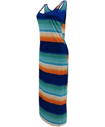 Women's Casual Dress Sleeveless Sexy Vintage Floral Stripe Tie Dye Sundress Beach Boho Bodycon Maxi Long Dress M5 Stripe $19....