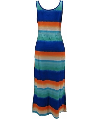 Women's Casual Dress Sleeveless Sexy Vintage Floral Stripe Tie Dye Sundress Beach Boho Bodycon Maxi Long Dress M5 Stripe $19....