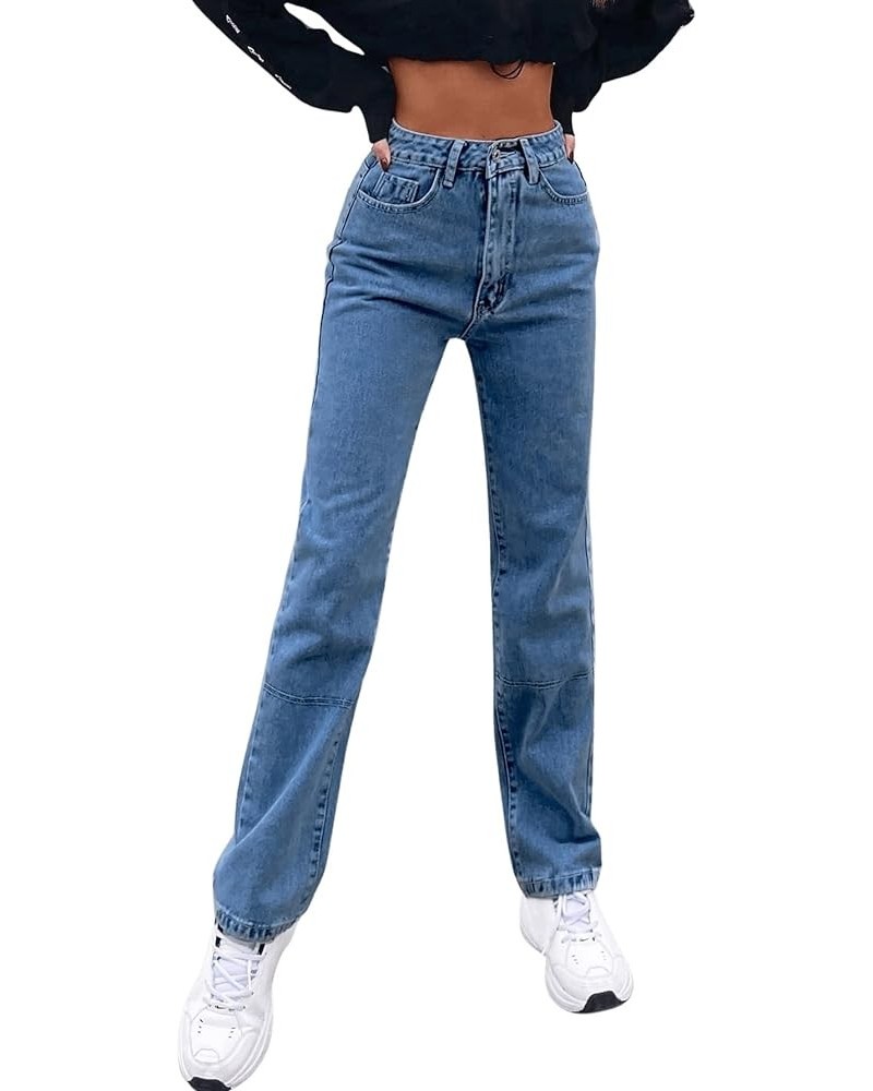 Women's Casual High Waisted Straight Leg Boyfriend Jeans Denim Pants Medium Wash Color $28.07 Jeans