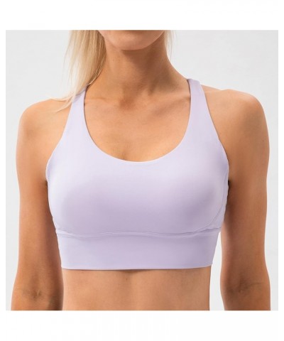 Women's Studio Essential Crisscross Strappy Sports Bra Medium Support Workout Bras for Women Pale Lavender $11.19 Lingerie