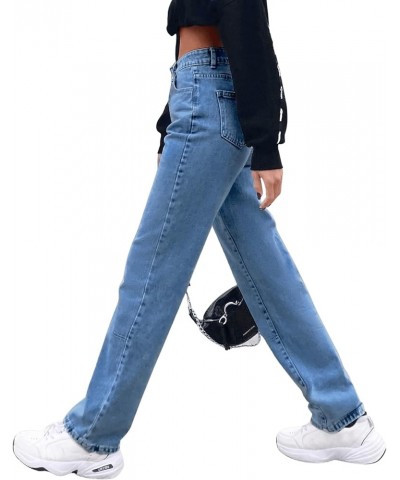 Women's Casual High Waisted Straight Leg Boyfriend Jeans Denim Pants Medium Wash Color $28.07 Jeans