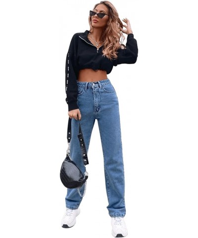 Women's Casual High Waisted Straight Leg Boyfriend Jeans Denim Pants Medium Wash Color $28.07 Jeans