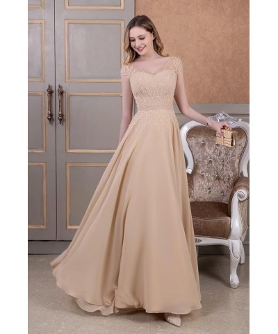 Beaded Mother of The Bride Dresses for Wedding with Sleeves Chiffon Lace Appliques Formal Evening Party Gowns Red $33.75 Dresses