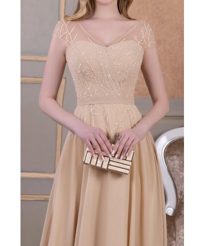 Beaded Mother of The Bride Dresses for Wedding with Sleeves Chiffon Lace Appliques Formal Evening Party Gowns Red $33.75 Dresses