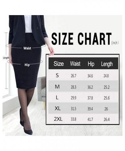 Women's Elastic Waist Stretch Bodycon Midi Pencil Skirt - Premium Nylon Ponte Office Straight Skirt Red $12.98 Skirts