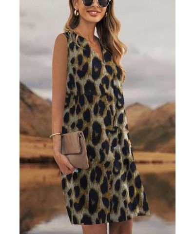 Summer Dresses for Women 2024 Beach Floral Tshirt Sundress Casual Tank Dress S-2XL 01 Leopard $16.10 Dresses