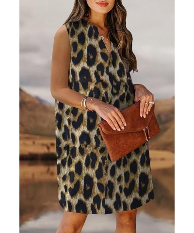 Summer Dresses for Women 2024 Beach Floral Tshirt Sundress Casual Tank Dress S-2XL 01 Leopard $16.10 Dresses